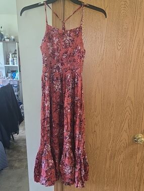 Maurices Rust Floral Smocked Maxi Dress
